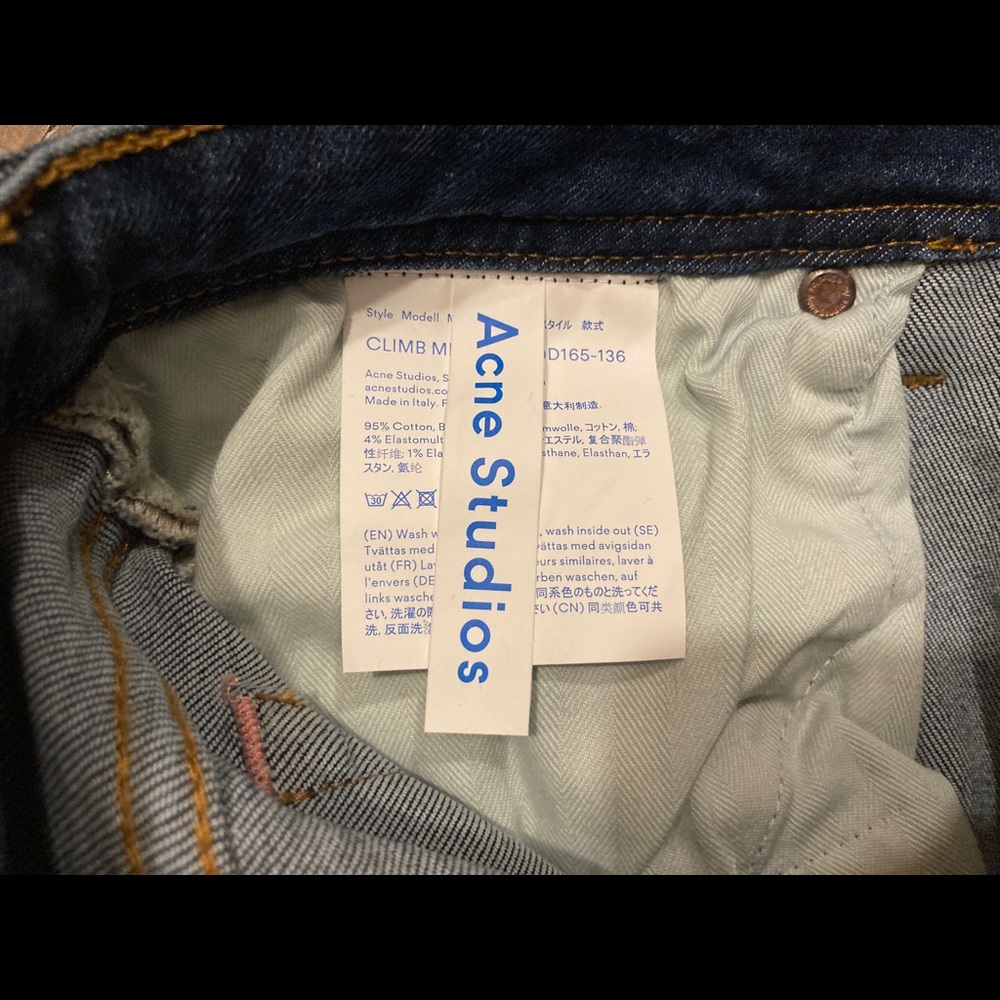 NWOT Acne Climb Mid Blue Stretch Jeans sz 30 - Picture 7 of 7